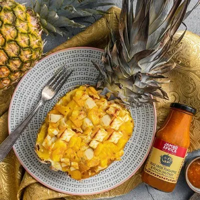Produktbild von Jambo Africa Diaz Cross Pineapple & Peach Chutney 270 G Glas Glutenfrei Vegan Pikantes Fruchtchutney