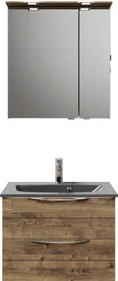 Produktbild von Pelipal Badmöbel-Set Sunline 300 BxHxT 67 x 200 x 48 cm Frontfarbe eiche ribbeck Badmöbel-Set mit Waschtisch Mineralmarm