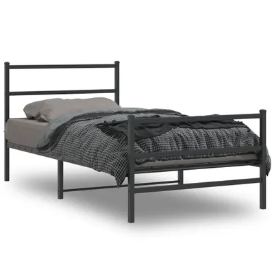 Produktbild von The Living Store Bettgestell mit Kopf- und Fußteil Metall Schwarz 100x200 cm