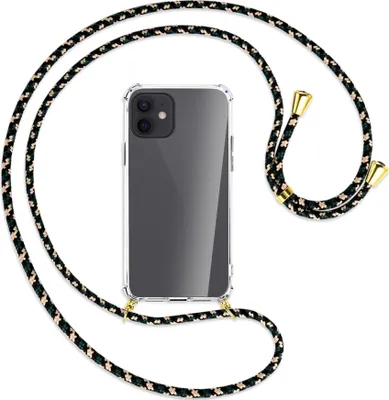 Produktbild von Handykette Backcover-Schutzhülle mit Band (Metall goldfarben) für Apple iPhone 12, 12 Pro - camouflage