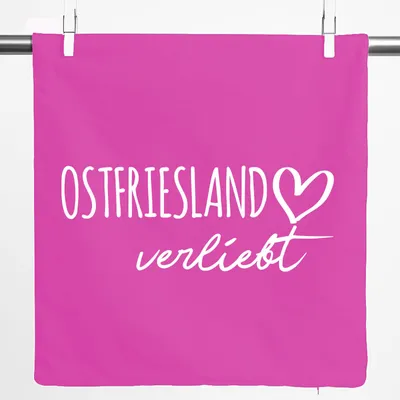 Produktbild von Huuraa Kissenbezug Ostfriesland verliebt 40x40cm Fuchsia Baumwolle Dekokissenbezug Geschenkidee