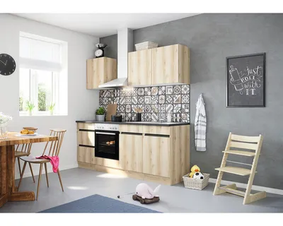 Obrázek produktu pro Kuchyňský blok se spotřebiči Optifit Kaya290 210 cm barva čela divoký dub matný barva korpusu divoký dub v nesmontovaném stavu