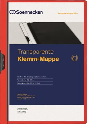 Produktbild von Klemmmappe 3316 DIN A4 bis 30 Blatt PVC rot Packung mit 10 Stück