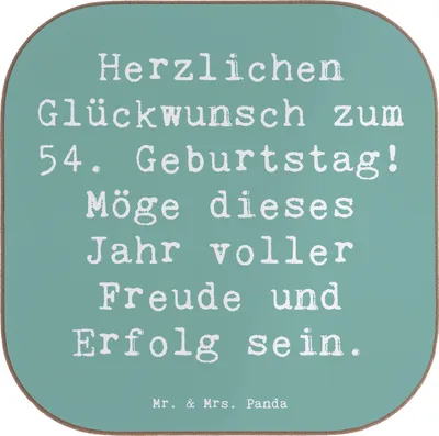 Produktbild von Mr. & Mrs. Panda Tassenuntersetzer Spruch 54. Geburtstag Freude Erfolg - Meeresbrise - Geschenk, Persönlich, bieruntersetzer, Tischuntersetzer, gläseruntersetzer, Coaster