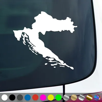 Produktbild von PantherPixel Kroatien Aufkleber Karte Umriss Croatia Hrvatska Sticker Auto Geschenkidee Farbe Weiss
