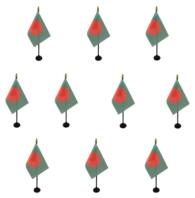 Tischfahnen Bangladesch 15x10 cm, 10er-Set, Polyester