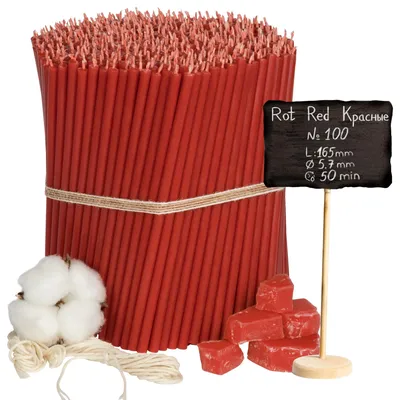 Image de Bougies d'église en cire d'abeille rouge № 100 500 pcs - 2 Kg