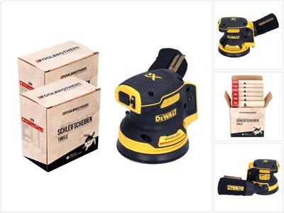 Immagine prodotto di Levigatrice rotorbitale a batteria DeWalt DCW 210 N 18 V 125 mm brushless solo + 2x set di dischi abrasivi Toolbrothers TURTLE