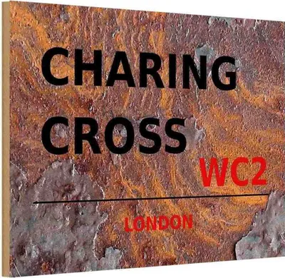 Produktbild von vianmo Holzschild 12x18 cm Charing Cross WC2 England