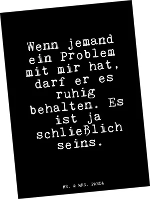 Produktbild von Mr. & Mrs. Panda Postkarte Wenn jemand ein Problem... - Schwarz - Geschenk, witzig, Ansichtskarte, lustig, Glizer Spruch Sprüche Weisheiten Zitate Weisheit Worte, Problem