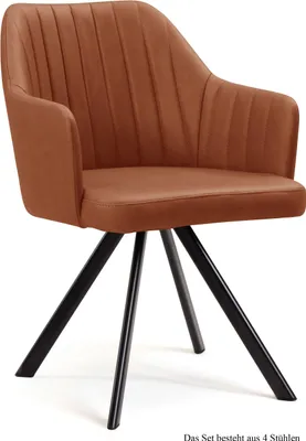 Produktbild von Armlehnstuhl drehbar (4er-Set) Dhana 58x81x60 Schwarz/Cognac