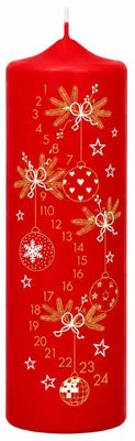 Produktbild von Bala Adventskerze 1-24 in Samtlook Rot 25 x 7 cm