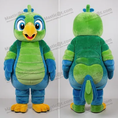 Produktbild von Türkis-Orange MASTICOT Papageien-Maskottchen mit Cartoon-Design