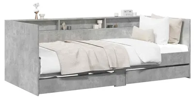 Produktbild von vidaXL Tagesbett mit Schubladen mit Regal Betongrau Holzwerkstoff