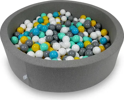 Produktbild von Trockenbecken 110x30cm grau mit 400 Bällen: weiß, grau, türkis, gelb, mint
