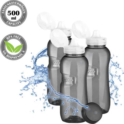 Produktbild von 3x Kavodrink Classic Sport Trinkflasche 0,5 Liter schwarz