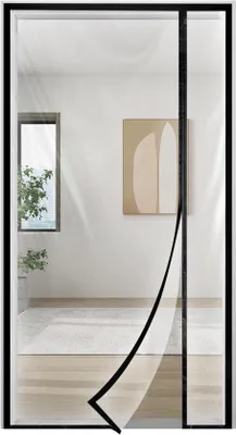Productafbeelding van Omkeerbaar tuinpoort, magnetische terraspoort, robuust gasveerrooster met een sterke terugslagkracht voor poort en balkon, afmetingen 47x82 inch, zwart - 120x210 cm