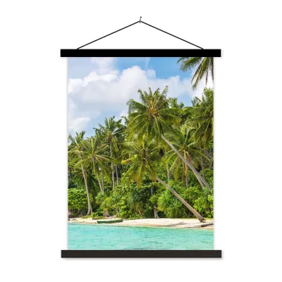 Produktbild von MuchoWow® Textilposter Palme - Meer - Tropisch 40x53 cm mit schwarzem Rahmen - Abbildung