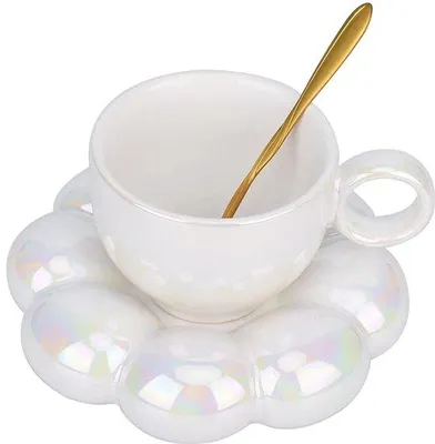 Zdjęcie produktu dla Zestaw ceramicznych kubków do kawy, 200 ml, czarno-biały, do biura i domu