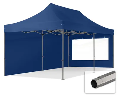 Produktbild von TOOLPORT 3x6m Stahl Faltpavillon, inkl. 2 Seitenteile, dunkelblau