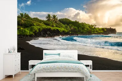 Produktbild von MuchoWow® Fototapete für Wohnzimmer oder Schlafzimmer Wandtapete Vinyl Motivtapete Hawaii - Strand - Insel - 390x260 cm - Papiertapete