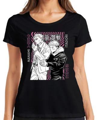 Productafbeelding van Jujutsu Kaisen, Nanami Itadori, Anime, Esthetiek, Cadeau, Manga, Retro, Dames T-shirt, Zwart, Maat L