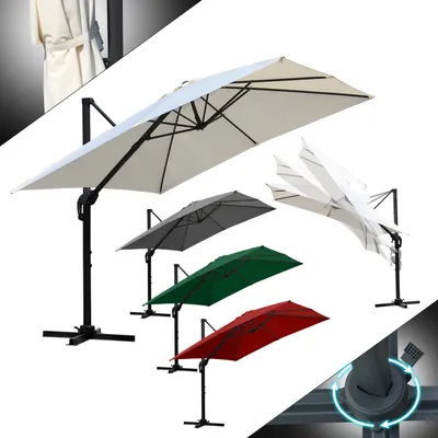 Obrázok produktu pre Jayseuw 300 cm slnečník Záhradný slnečník s kľukou, naklápací, UV50+ LED béžová