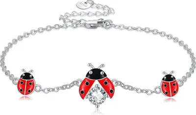 Image de 925 bracelet en argent sterling coccinelle cadeau fille maman