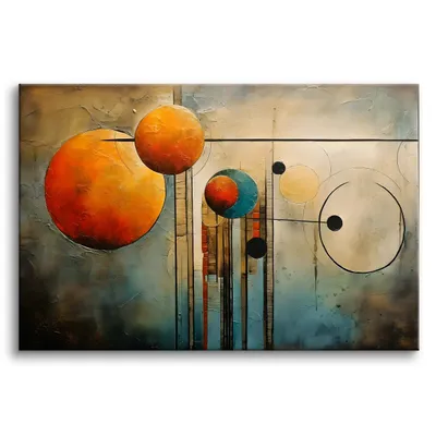 Produktbild von Modernes Leinwandbild für das Wohnzimmer Abstraktion Gelbe Kreise Wanddekoration 80x120cm