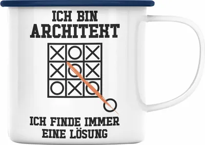 Produktbild von Trendation - Architekt Geschenk Emaille Tasse Lustig Emaille Emaille Tasse mit Spruch Architektur Architekten Geschenkidee Männer (Blau)