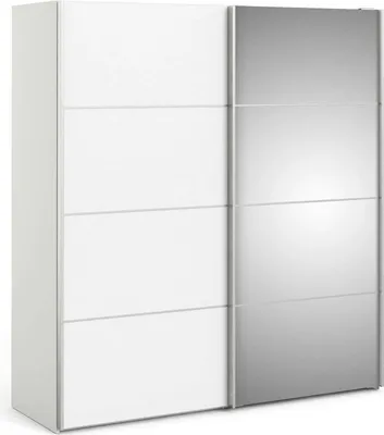 Produktbild von Kleiderschrank 2 Türen Astrée, Schlafzimmermöbel, Schrank, Garderobe, 182x64 h202 cm, Weiß