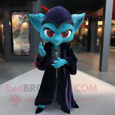 Immagine prodotto di Personaggio in costume mascotte REDBROKOLY Teal Vampire vestito con culottes e portachiavi