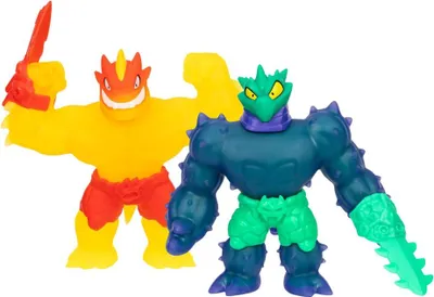 Produktbild von Heroes of Goo Jit Zu Meteor Madness Dehnbare Figuren 2er-Pack Flame Blazagon vs. Cacticus 13 cm