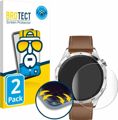 Produktbild von 2x BROTECT Fullscreen Schutzfolie für Huawei Watch GT 4 (46mm) Displayschutz Folie Fullcover Klar Transparent