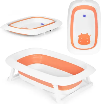 Obrázok produktu pre Oranžová skladacia detská vanička s odtokom 81 cm - ECOTOYS Fudge