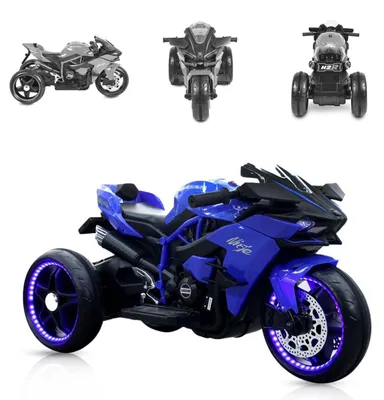 Obrázok produktu pre Moni detská elektrická motorka Ninja, tri plastové kolesá, LED osvetlenie, Mp3 modrá