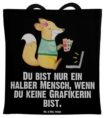Produktbild von Mr. & Mrs. Panda einkaufsshopper Grafikerin Herz - Schwarz - Geschenk, Designer, Mediengestalter, Schultasche, Lustig, Tasche, Einkaufstasche, Shopping, Spruch, Tote Bag