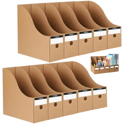 Produktbild von Omgoods – Zeitschriftenhalter, 10 Stück – Karton-Organizer – Ablage für A4-Papier – Schreibtisch-Organizer – Etikettenpapier – Ideal für Büro und Schule – Aufbewahrungsbox