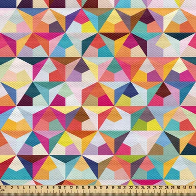 Produktbild von ABAKUHAUS Geometrisch Gewebe als Meterware, Agular Dreieck-Muster Polygonen in Regenbogen-Farben Künstlerische Verziert Illustration, 2 M (148 x 200 cm), Mehrfarbig