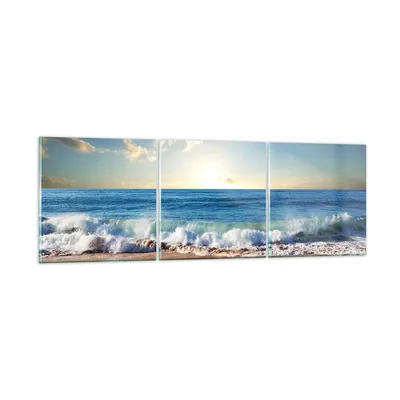Produktbild von Bilder auf glas - Meer Ufer Wasser - 150x50cm - Glasbilder - Wandbilder - Kunstdruck - zum Aufhängen bereit - Wanddekoration aus Glas - Glas Bilder - Wandbild auf Glas - 3 Teile - GCA150x50-3551
