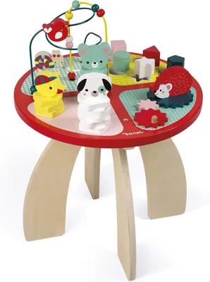 Productafbeelding van Houten Activiteit Tafel voor Kinderen - Educatief Speelgoed voor Motorische Vaardigheden en Creativiteit - Activiteiten Tafel met Dieren en Blokken