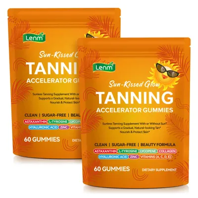 Produktbild von Natürliche Bräunung Bräunungs-Gummibärchen Sonnenschutz Carotin Vitamin A, C, D, E, 2x 60 Gummies