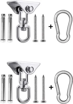 Produktbild von Edelstahl Deckenhaken 450KG Kapazität mit M8 Karabiner – 2-teiliges Set