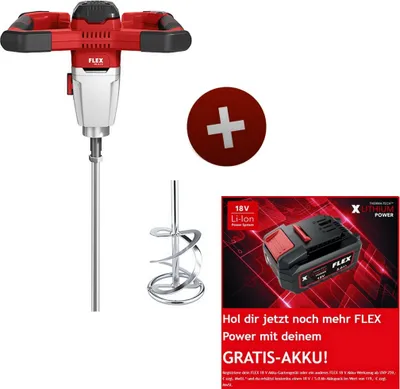 Produktbild von FLEX Akku-Rührgerät 18V 2-Gang-Rührer MXE 18.0 EC + HP2 120 + Rührstab 495964