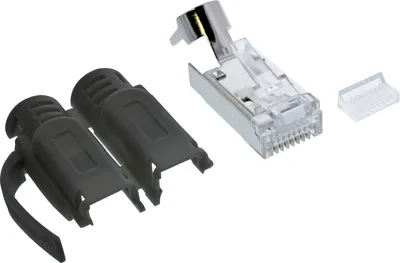 Immagine prodotto di Connettore a crimpare InLine® Cat.6A RJ45 schermato, 3 pezzi nero confezione da 10 pezzi