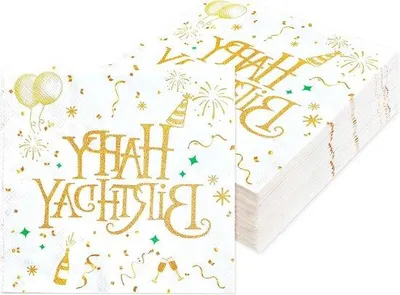 Immagine prodotto di Tovaglioli per compleanno 33x33 cm, a due veli, dorati