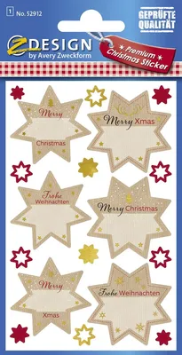 Produktbild von AVERY Zweckform ZDesign Weihnachts-Sticker Sterne Widmung 1 Blatt à 18 Sticker