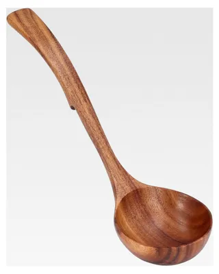Produktbild von Holzkelle mit langem Griff, Suppen-Servierlöffel aus Holz, Küchen-Rührkelle zum Mischen von Suppen und Umdrehen