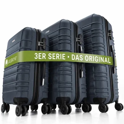 Produktbild von Juskys Hartschale Kofferset Reisekoffer 3 teilig - Zahlenschloss, geräuscharme 360° Rollen groß, Teleskopgriff, leicht - Koffer in Anthrazit