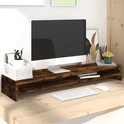 Obrázok produktu pre vidaXL Stojan na monitor Smoked Oak 100x24x13 cm odvodený výrobok z dreva